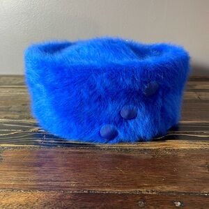 Kangol angora/nylon royal blue pill style hat 8” opening